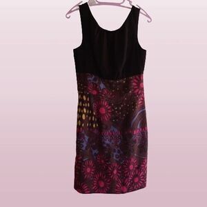 Trina Turk  6 Tory Sheath Silk Dress Sleeveless Black Blue Pink Yellow Floral